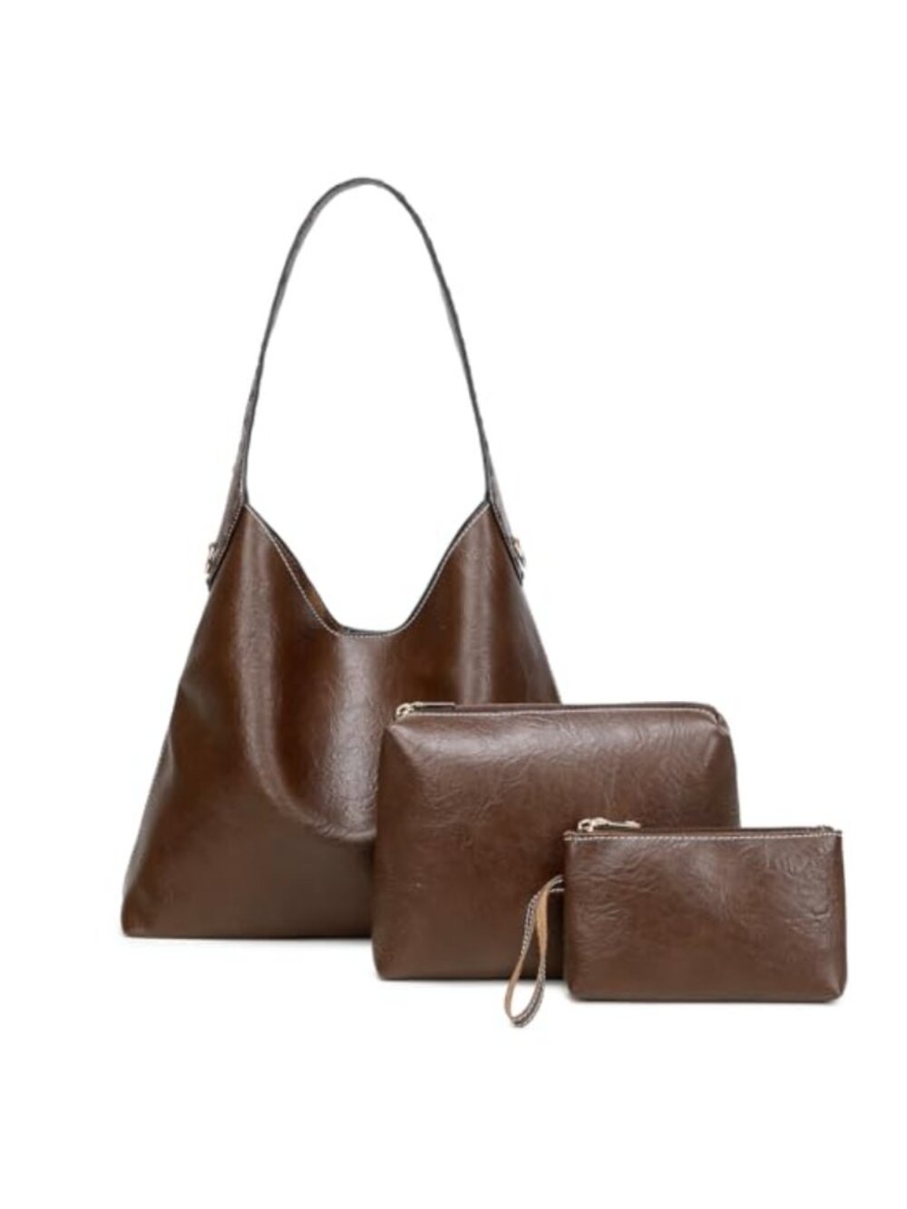 3PC Vegan Leather Hobo Bag Set Shoulder Handbag Tote Purse